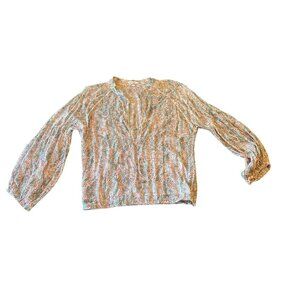 Poupette St Barth XS Multicolor Lightweight Long Sleeve Blouse Cottage